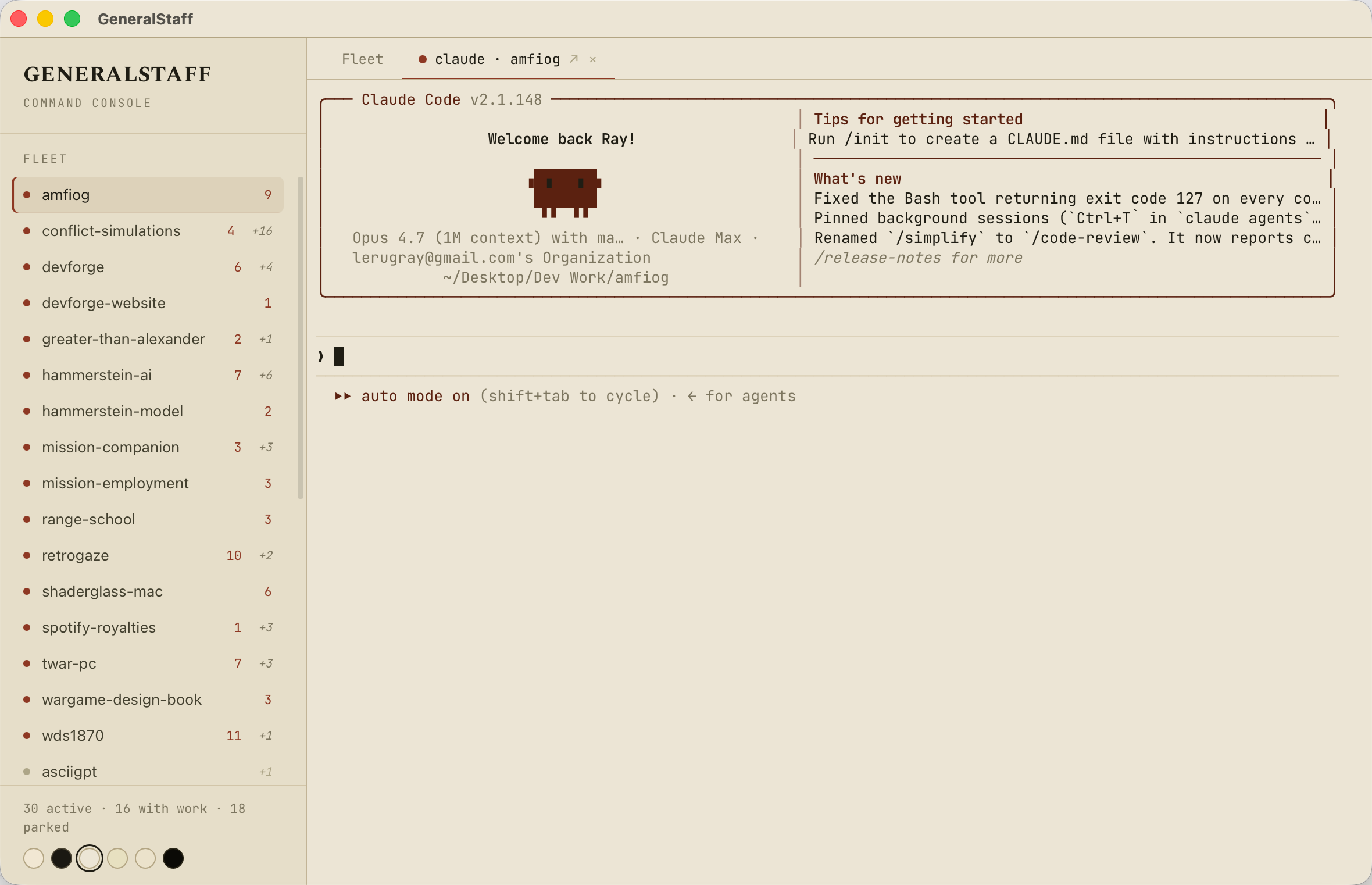 GSD live session tab — embedded Claude Code session running inside the desktop app
